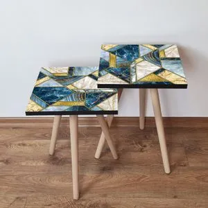 2Shp84 - Navy Blue Navy Blue
Blue
Gold
Beige Nesting Table (2 Pieces)