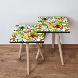 2Shp9 - Multicolor Multicolor Nesting Table (2 Pieces)