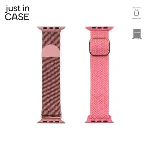 2u1 Narukvica 42-45mm pink MILANESE + pink TEKSTIL