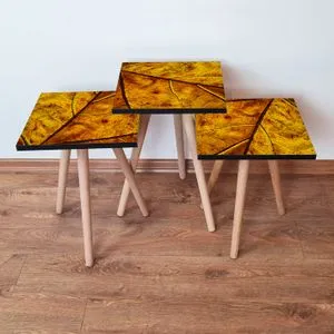 3Shp105 - Multicolor Yellow
Brown Nesting Table (3 Pieces)