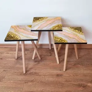 3Shp113 - Salmon Salmon
Gold
White Nesting Table (3 Pieces)