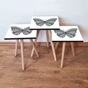 3Shp12 - Bela i Antracit Nesting Sto (3 komada)