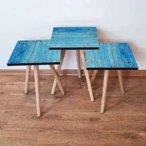 3Shp129 - Blue Blue Nesting Table (3 Pieces)