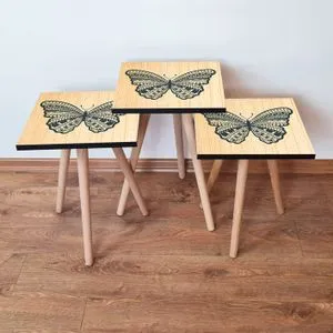 3Shp13 - Bež i Antracit Nesting Sto (3 Komada)