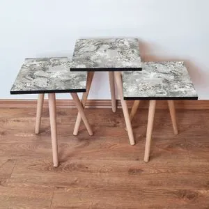 3Shp133 - Sivi, beli i bež stočić (3 komada)