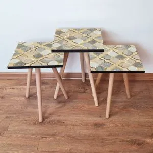 3Shp136 - Bež Skupljivi Sto (3 Komada)