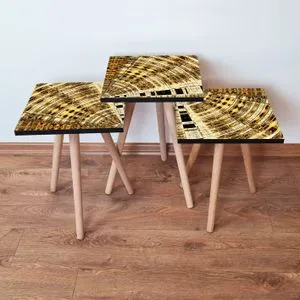 3Shp142 - Gold Gold
Brown Nesting Table (3 Pieces)