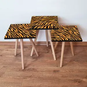 3Shp149 - Narandžasti Crni Nesting Sto (3 Komada)