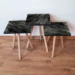 3Shp164 - Black Black
Grey
Gold Nesting Table (3 Pieces)