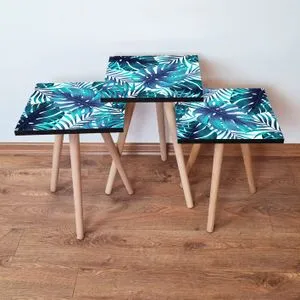 3Shp165 - Plavi Set Stolića (3 komada)