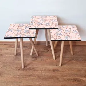 3Shp169 - Plavi Salmon Set Stolića (3 komada)