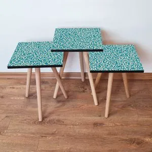 3Shp171 - Blue Blue
Cream Nesting Table (3 Pieces)