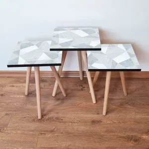 3Shp175 - Plavi Set Stolića (3 komada)