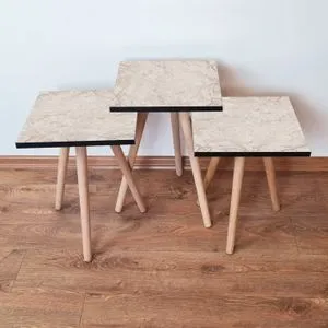 3Shp180 - Beige Beige Nesting Table (3 Pieces)