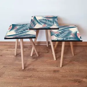 3Shp208 - Plavi Set Stolića (3 komada)