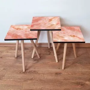 3Shp218 - Salmon Salmon Gold Nesting Table (3 komada)