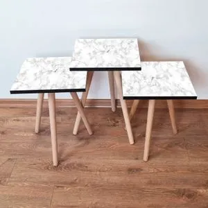 3Shp255 - Bela i Siva Nesting Sto (3 Komada)