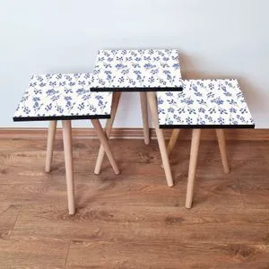 3Shp259 - Plavi Set Stolića (3 komada)