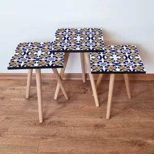 3Shp26 - White White
Navy Blue
Yellow Nesting Table (3 Pieces)