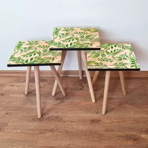 3Shp261 - Salmon Salmon
Green Nesting Table (3 Pieces)