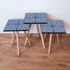 3Shp31 - Plavi Set Stolića (3 komada)