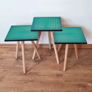 3Shp333 - Blue Blue Nesting Table (3 Pieces)