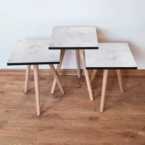 3Shp341 - Bela i Siva Nesting Sto (3 Komada)