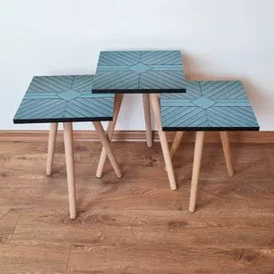 3Shp362 - Blue Blue Nesting Table (3 Pieces)