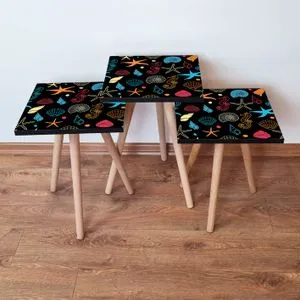 3Shp376 - Multicolor Multicolor Nesting Table (3 Pieces)