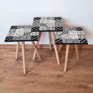 3Shp384 - Black Black
White
Gold Nesting Table (3 Pieces)