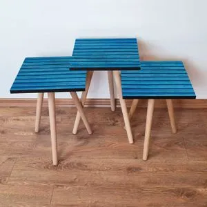 3Shp386 - Blue Blue Nesting Table (3 Pieces)