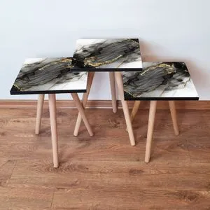 3Shp391 - Black Black
White
Gold Nesting Table (3 Pieces)