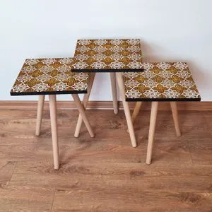 3Shp52 - Set od 3 Stola za Ugao u Narandžastoj, Belom i Crnom