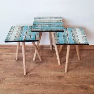 3Shp6 - Blue Blue
White Nesting Table (3 Pieces)