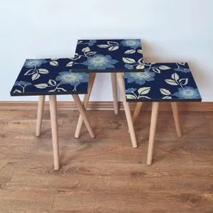 3Shp60 - Plavi Set Stolića (3 komada)