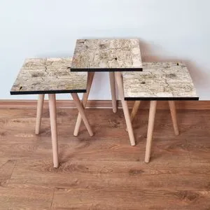 3Shp67 - Beige Beige Nesting Table (3 Pieces)