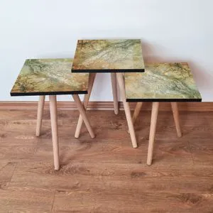 3Shp70 - Zeleni Bež Nesting Sto (3 komada)