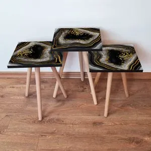 3Shp76 - Black Black
White
Gold Nesting Table (3 Pieces)