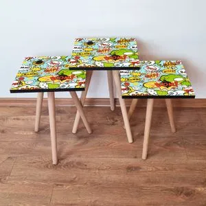 3Shp9 - Multicolor Multicolor Nesting Table (3 Pieces)
