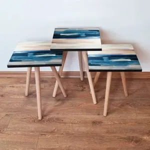 3Shp94 - Plavi Set Stolića (3 komada)