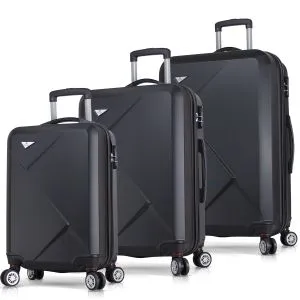 8008 Black Suitcase Set (3 Pieces)