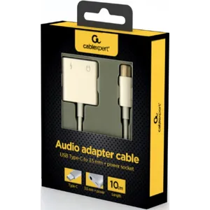 A-CM-3.5FP-01 Gembird USB type-C plug to stereo 3.5 mm audio adapter cable, with extra power socket