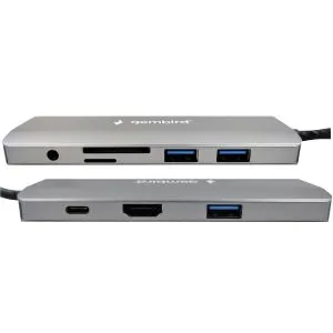 A-CM-COMBO9-03 ** Gembird USB Type-C 9in1 multi-port adapter USB-C+HUB+HDMI+PD+card+RJ45 Gbit (2159)