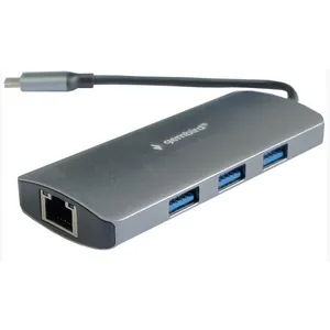A-CMU3-LAN-05 ** Gembird TYPE C TO RJ45 gigabit + 3xUSB3.1 hub ALUMINIUM (alt. A-CMU3-LAN-01 1077)