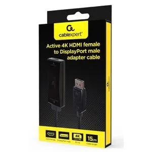 A-HDMIF30-DPM-01 Gembird Active 4K 30Hz HDMI zenski na DisplayPort muski adapter cable, 0.15 m,black
