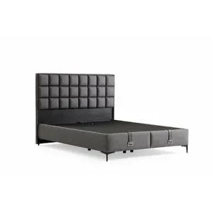 Abella 140 x 200 - Grey Grey Double Bed Base & Headboard