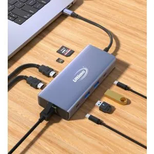 Adapter TIP-C na 2xHDMI+2xUSB+2xTIP C+SD/TF+RJ45