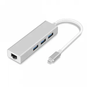 Adapter Type C na 3 USB 3.0 + RJ45 Gb JWD-T5 srebrni