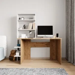 Aden - Oak, White Oak
White Study Desk & Bookshelf