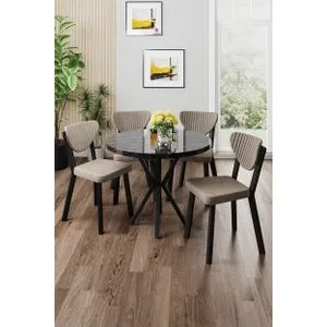 Agnes - Black Marble, Cappuccino Black Marble
Cappuccino Dining Table &amp; Chairs Set (5 Pieces)